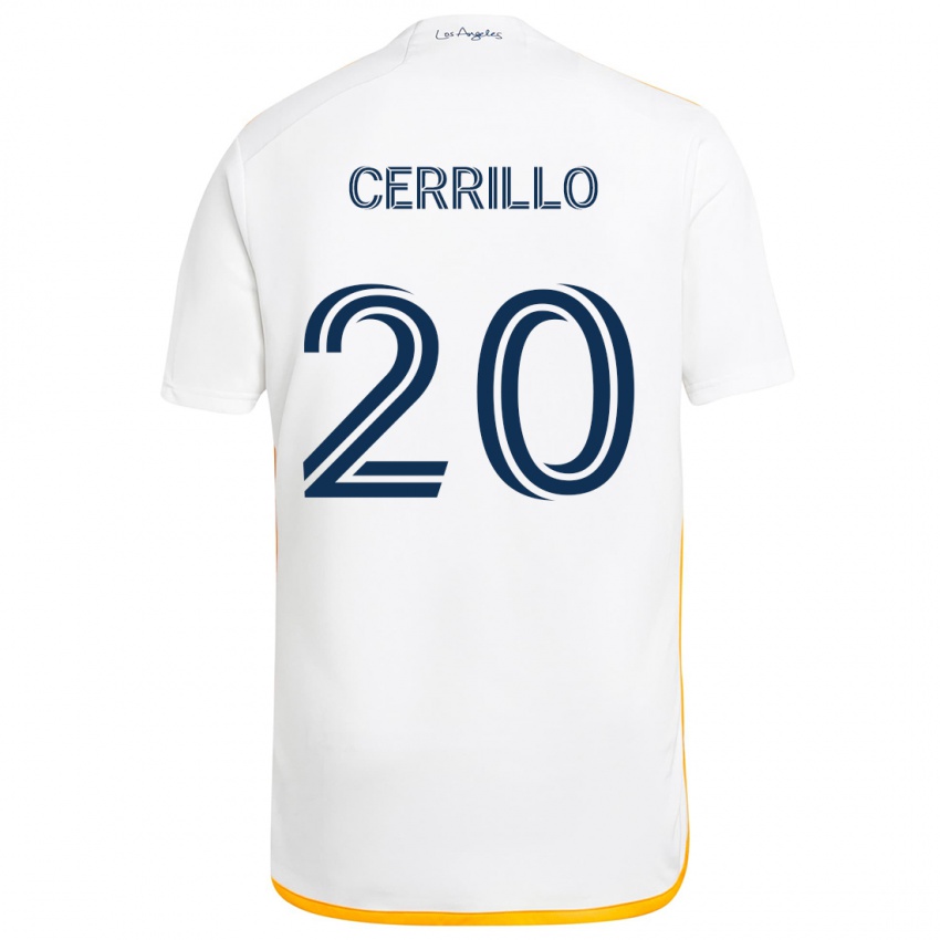 Niño Camiseta Edwin Cerrillo #20 Blanco Amarillo 1ª Equipación 2024/25 La Camisa