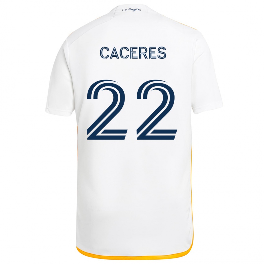 Niño Camiseta Martín Cáceres #22 Blanco Amarillo 1ª Equipación 2024/25 La Camisa