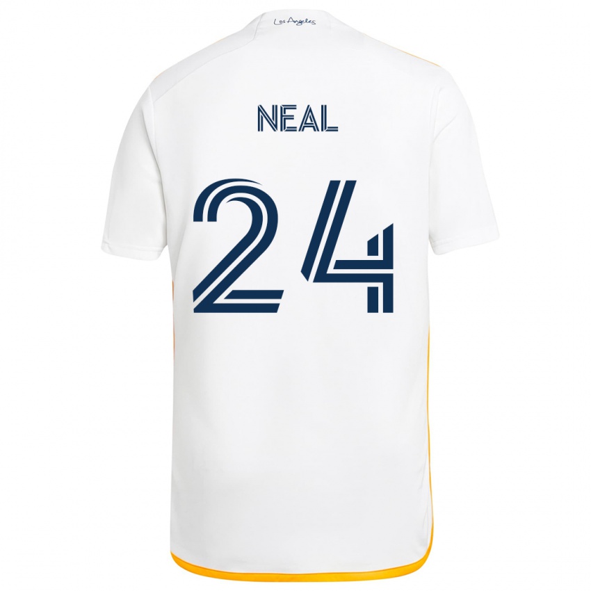 Niño Camiseta Jalen Neal #24 Blanco Amarillo 1ª Equipación 2024/25 La Camisa