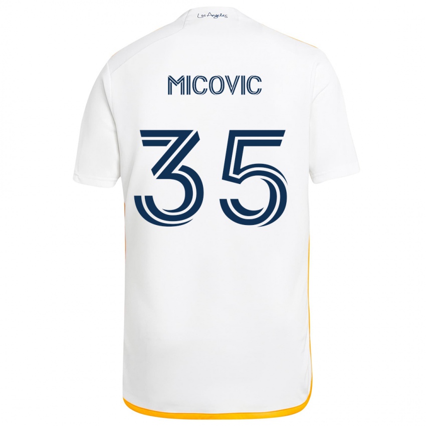 Niño Camiseta Novak Micovic #35 Blanco Amarillo 1ª Equipación 2024/25 La Camisa