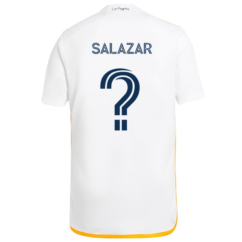 Niño Camiseta Enrique Salazar #0 Blanco Amarillo 1ª Equipación 2024/25 La Camisa