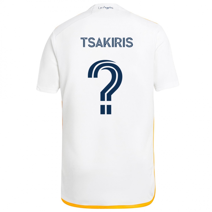 Niño Camiseta Mateo Tsakiris #0 Blanco Amarillo 1ª Equipación 2024/25 La Camisa