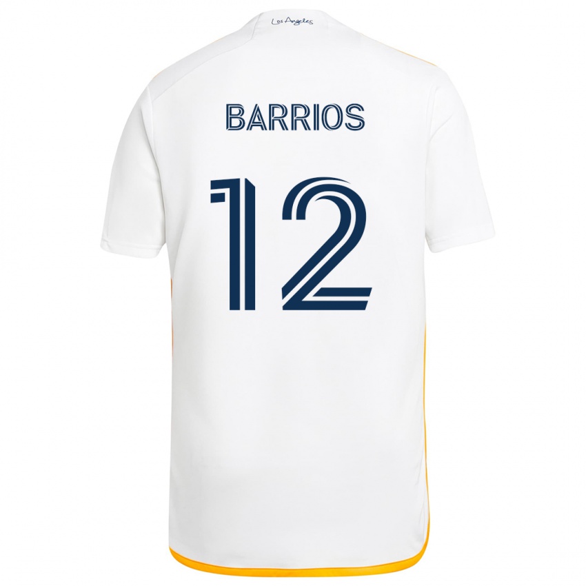 Niño Camiseta Michael Barrios #12 Blanco Amarillo 1ª Equipación 2024/25 La Camisa