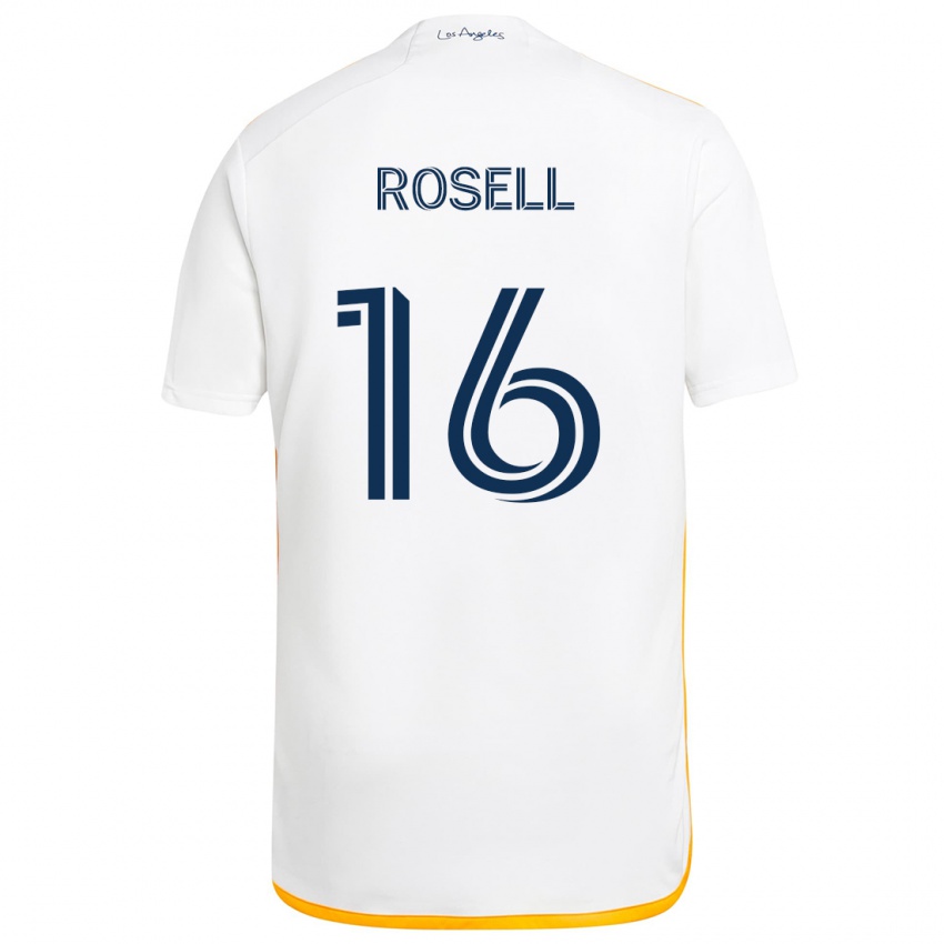 Niño Camiseta Uri Rosell #16 Blanco Amarillo 1ª Equipación 2024/25 La Camisa