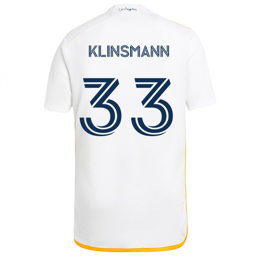 Niño Camiseta Jonathan Klinsmann #33 Blanco Amarillo 1ª Equipación 2024/25 La Camisa