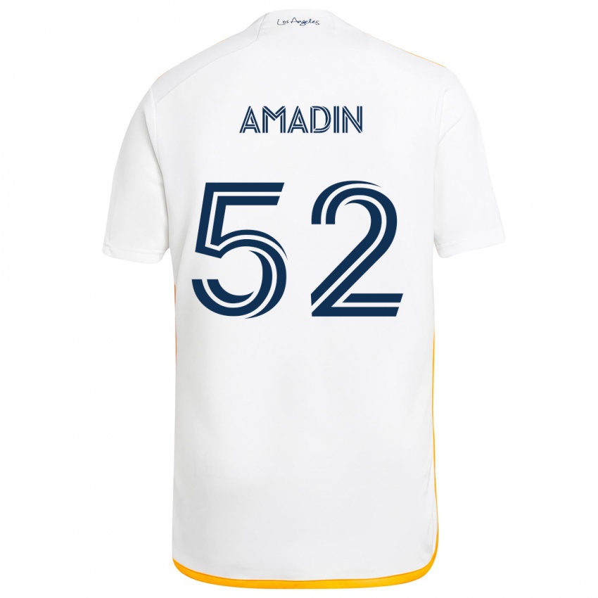 Niño Camiseta Elijah Amadin #52 Blanco Amarillo 1ª Equipación 2024/25 La Camisa