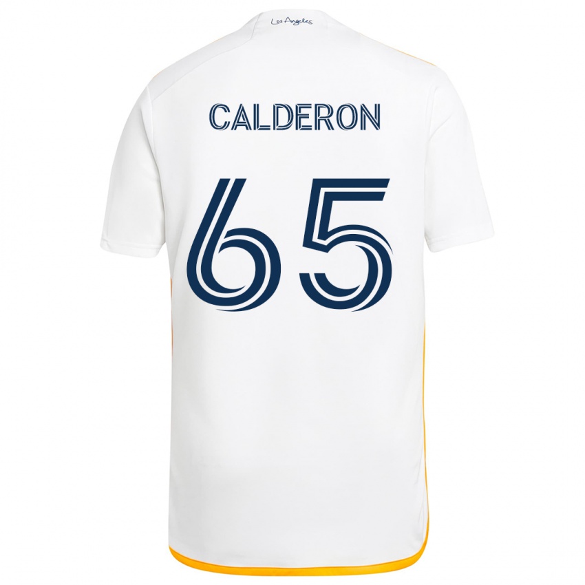 Niño Camiseta Juan Calderón #65 Blanco Amarillo 1ª Equipación 2024/25 La Camisa