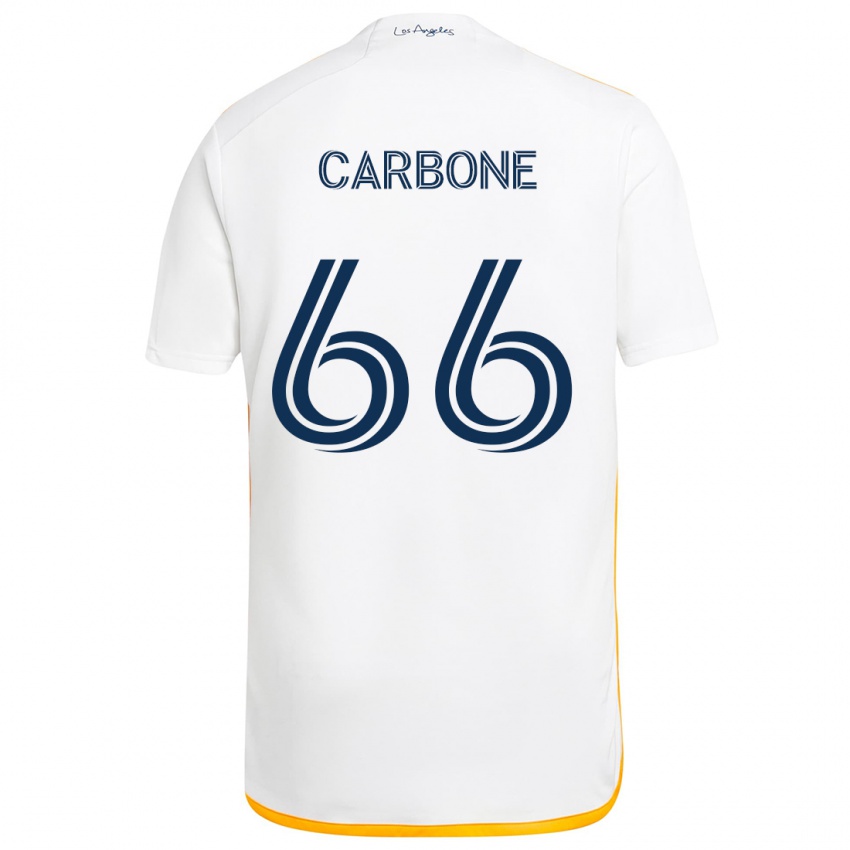 Niño Camiseta Matteo Carbone #66 Blanco Amarillo 1ª Equipación 2024/25 La Camisa