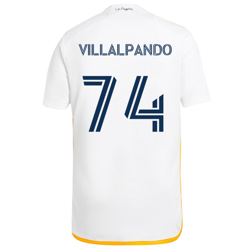 Niño Camiseta Sergio Villalpando #74 Blanco Amarillo 1ª Equipación 2024/25 La Camisa