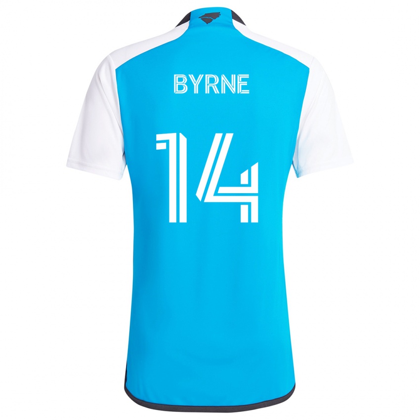 Niño Camiseta Nathan Byrne #14 Azul Blanco 1ª Equipación 2024/25 La Camisa