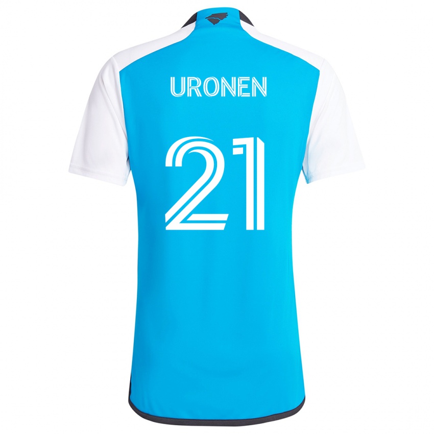 Niño Camiseta Jere Uronen #21 Azul Blanco 1ª Equipación 2024/25 La Camisa