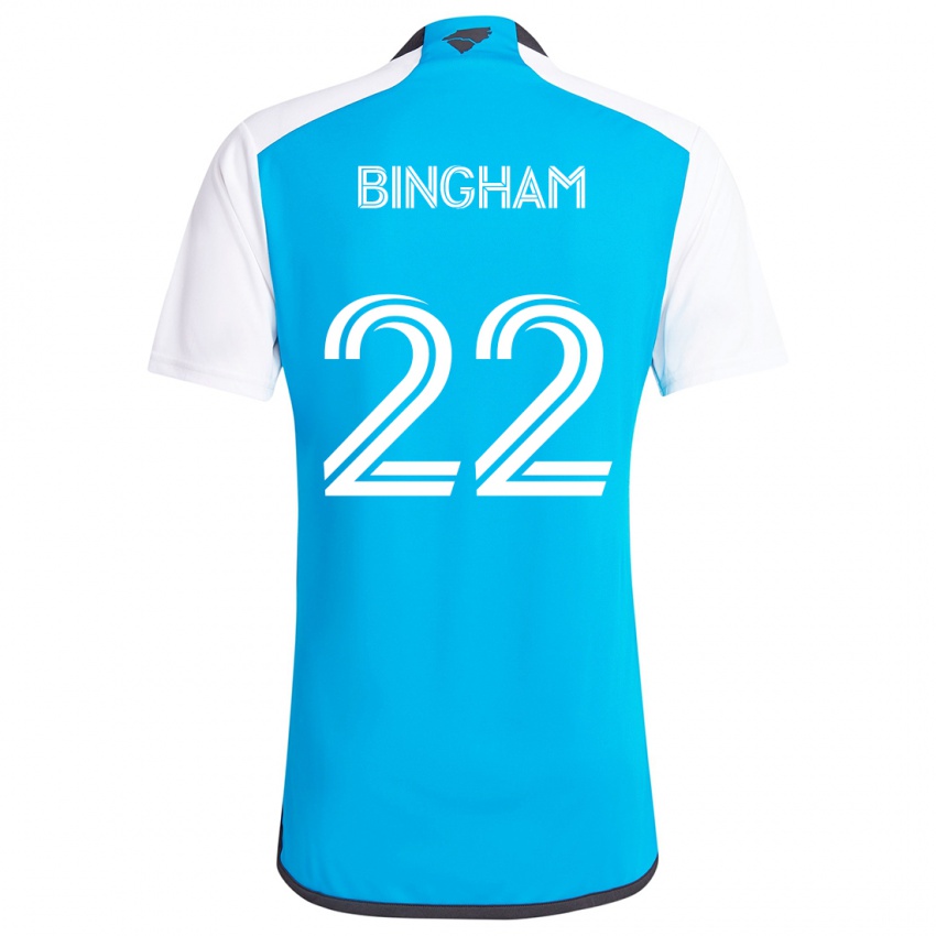 Niño Camiseta David Bingham #22 Azul Blanco 1ª Equipación 2024/25 La Camisa