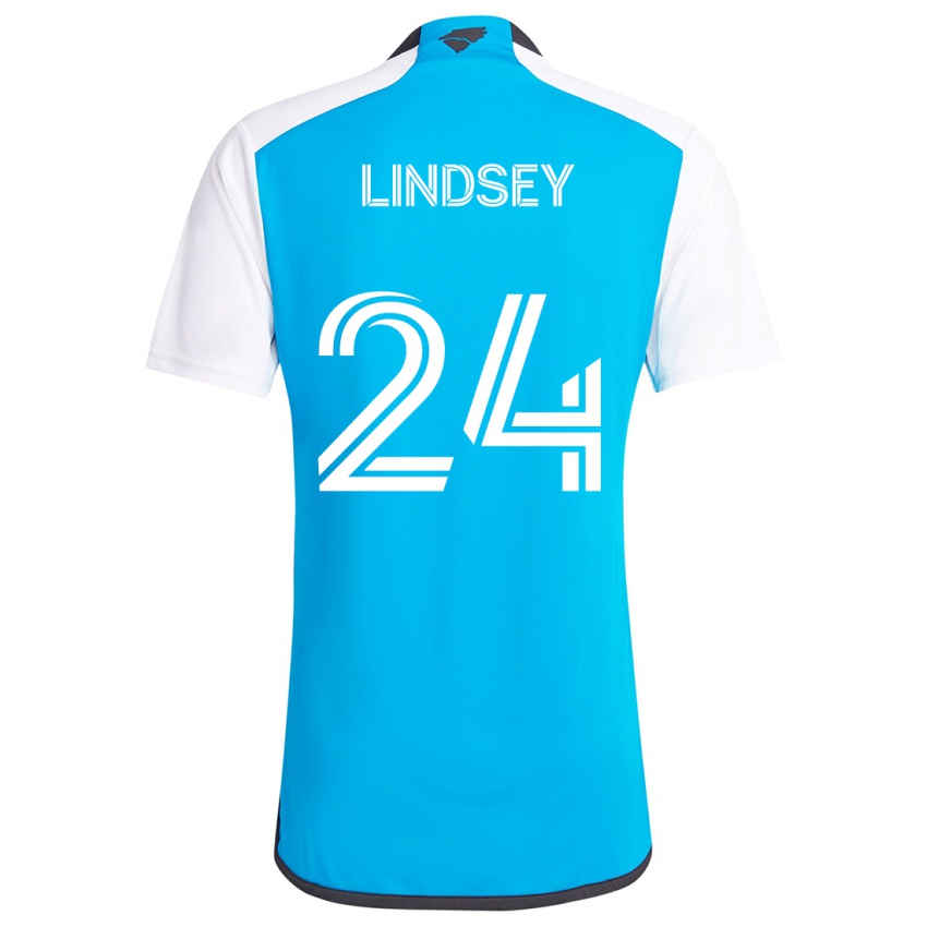 Niño Camiseta Jaylin Lindsey #24 Azul Blanco 1ª Equipación 2024/25 La Camisa