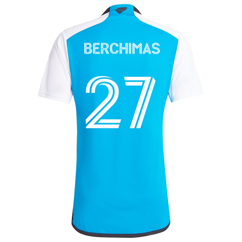 Niño Camiseta Nimfasha Berchimas #27 Azul Blanco 1ª Equipación 2024/25 La Camisa