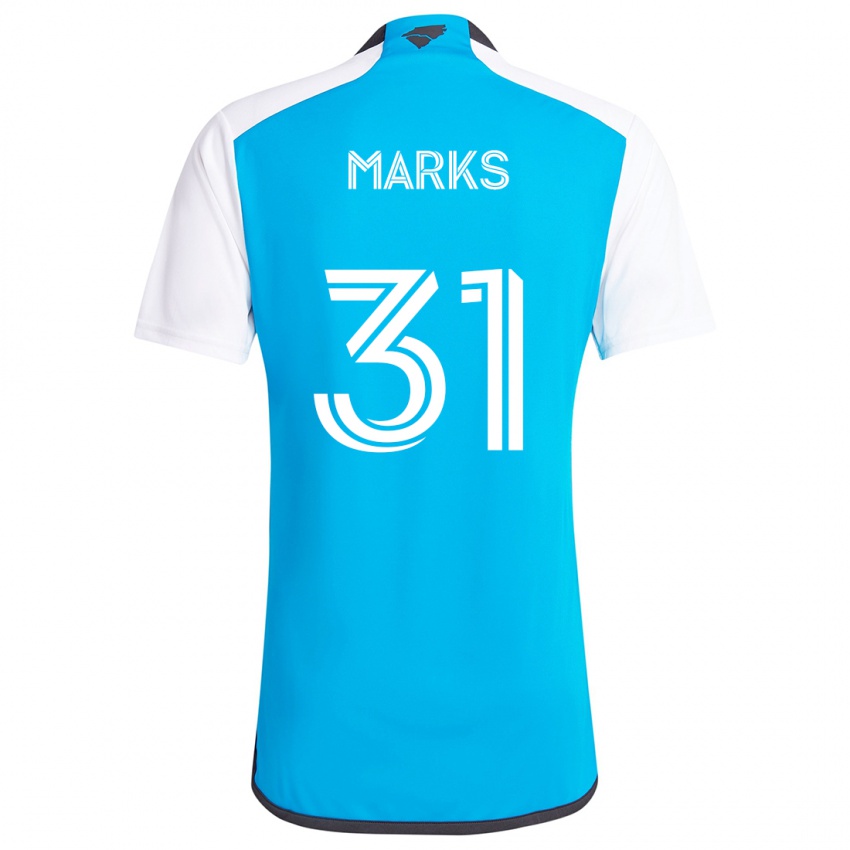 Niño Camiseta George Marks #31 Azul Blanco 1ª Equipación 2024/25 La Camisa