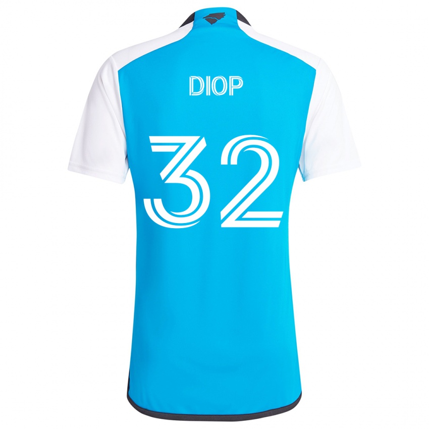 Niño Camiseta Hamady Diop #32 Azul Blanco 1ª Equipación 2024/25 La Camisa