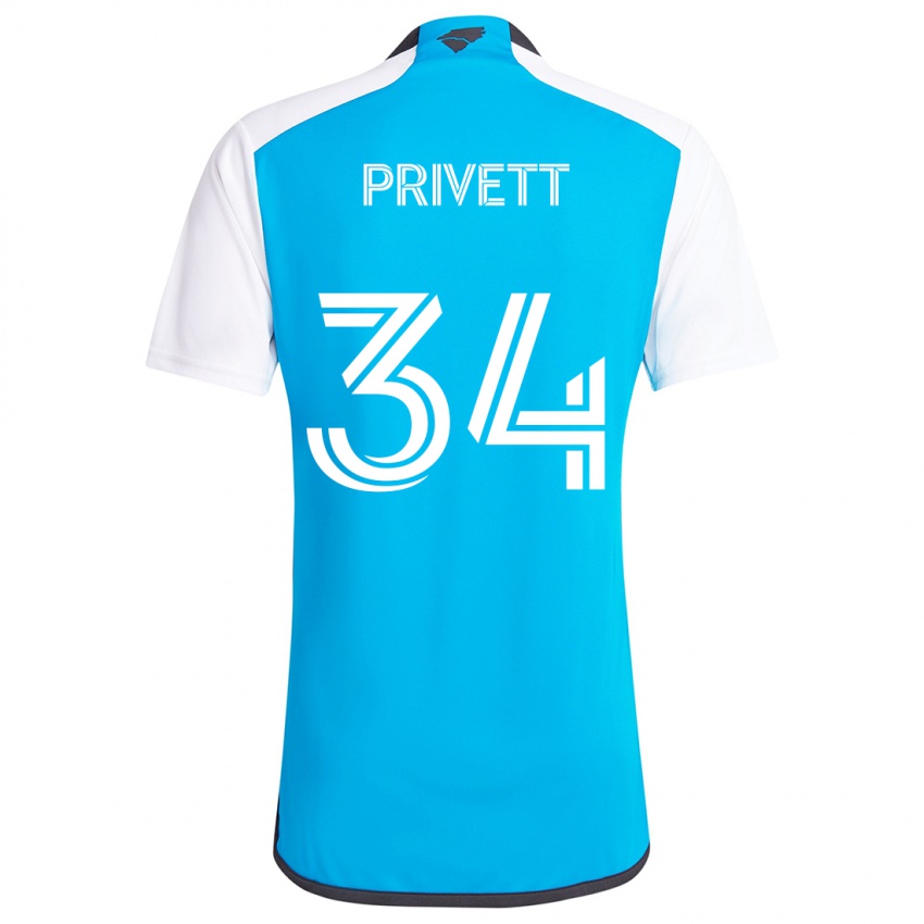 Niño Camiseta Andrew Privett #34 Azul Blanco 1ª Equipación 2024/25 La Camisa