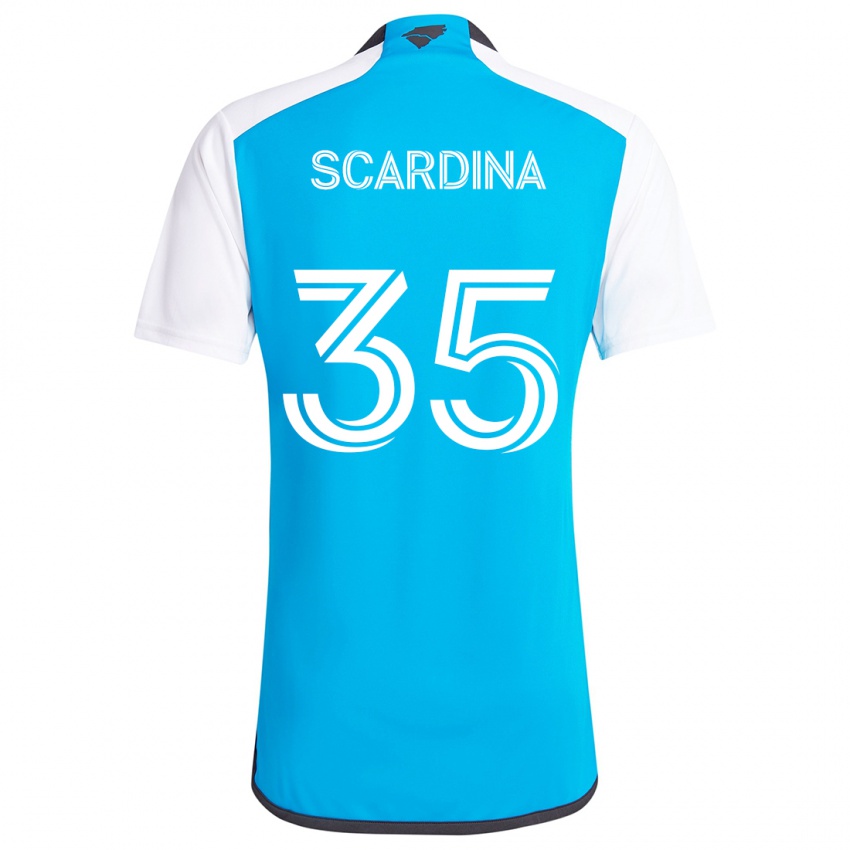 Niño Camiseta Nick Scardina #35 Azul Blanco 1ª Equipación 2024/25 La Camisa