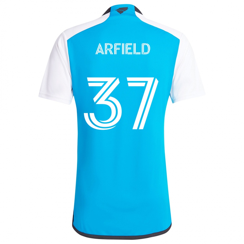 Niño Camiseta Scott Arfield #37 Azul Blanco 1ª Equipación 2024/25 La Camisa