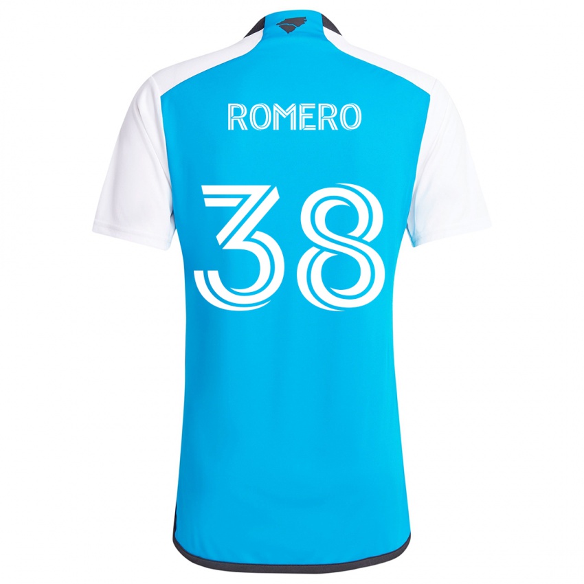 Niño Camiseta Brian Romero #38 Azul Blanco 1ª Equipación 2024/25 La Camisa