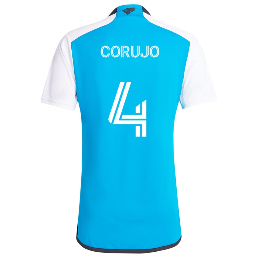 Niño Camiseta Guzmán Corujo #4 Azul Blanco 1ª Equipación 2024/25 La Camisa