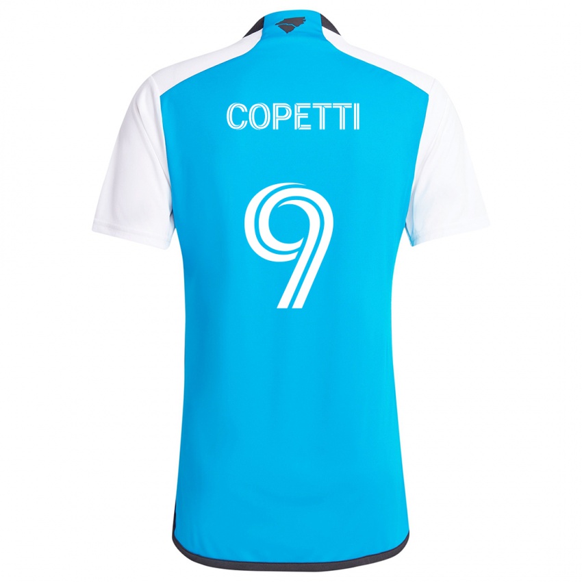 Niño Camiseta Enzo Copetti #9 Azul Blanco 1ª Equipación 2024/25 La Camisa