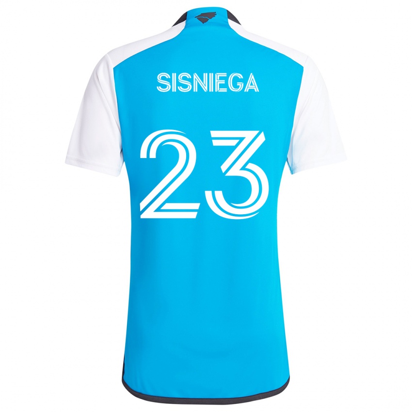 Niño Camiseta Pablo Sisniega #23 Azul Blanco 1ª Equipación 2024/25 La Camisa