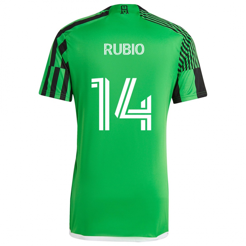 Niño Camiseta Diego Rubio #14 Verde Negro 1ª Equipación 2024/25 La Camisa