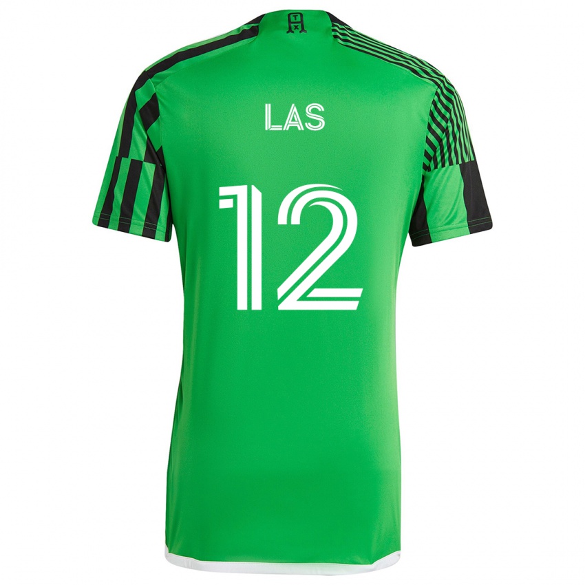 Niño Camiseta Damian Las #12 Verde Negro 1ª Equipación 2024/25 La Camisa