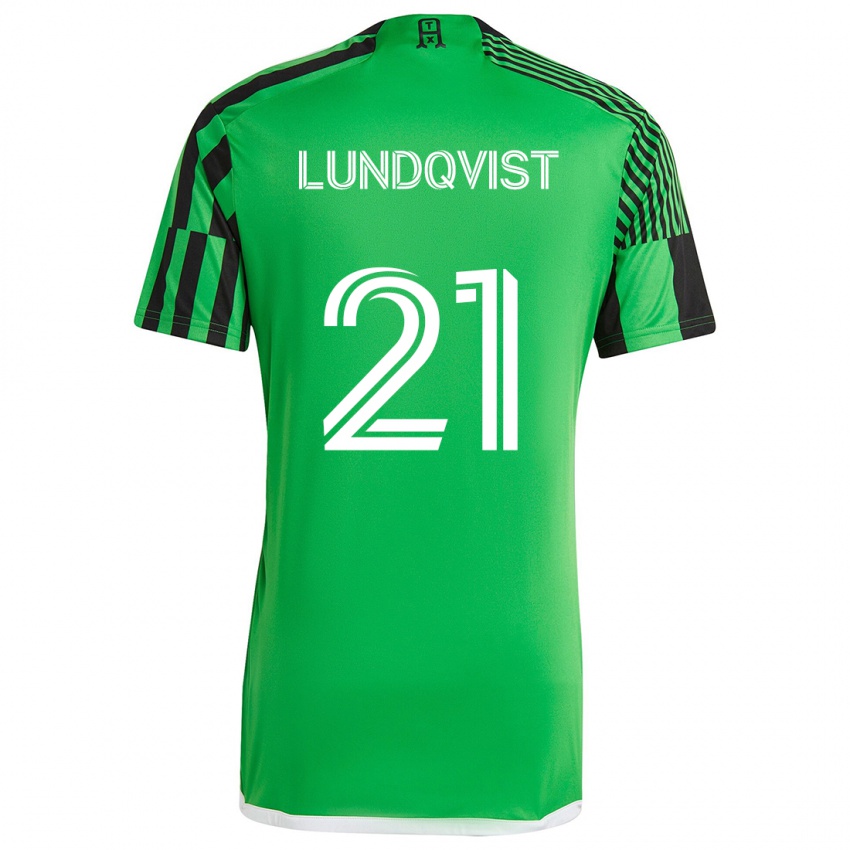 Niño Camiseta Adam Lundqvist #21 Verde Negro 1ª Equipación 2024/25 La Camisa