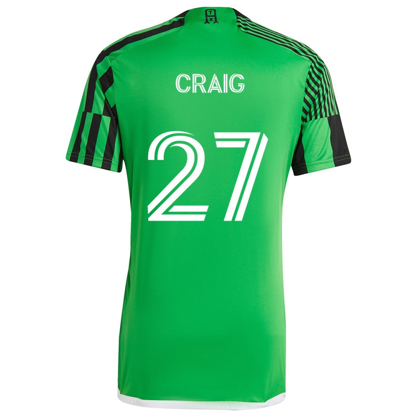 Niño Camiseta Brandan Craig #27 Verde Negro 1ª Equipación 2024/25 La Camisa