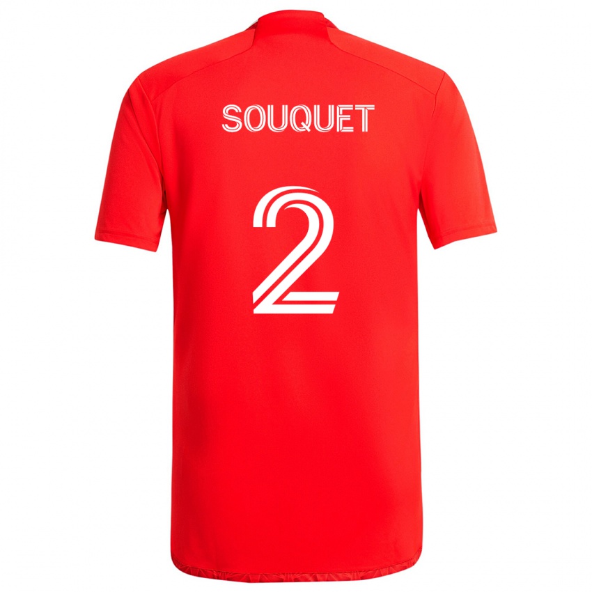 Niño Camiseta Arnaud Souquet #2 Rojo Blanco 1ª Equipación 2024/25 La Camisa