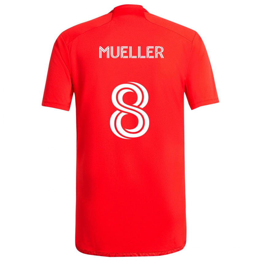 Niño Camiseta Chris Mueller #8 Rojo Blanco 1ª Equipación 2024/25 La Camisa