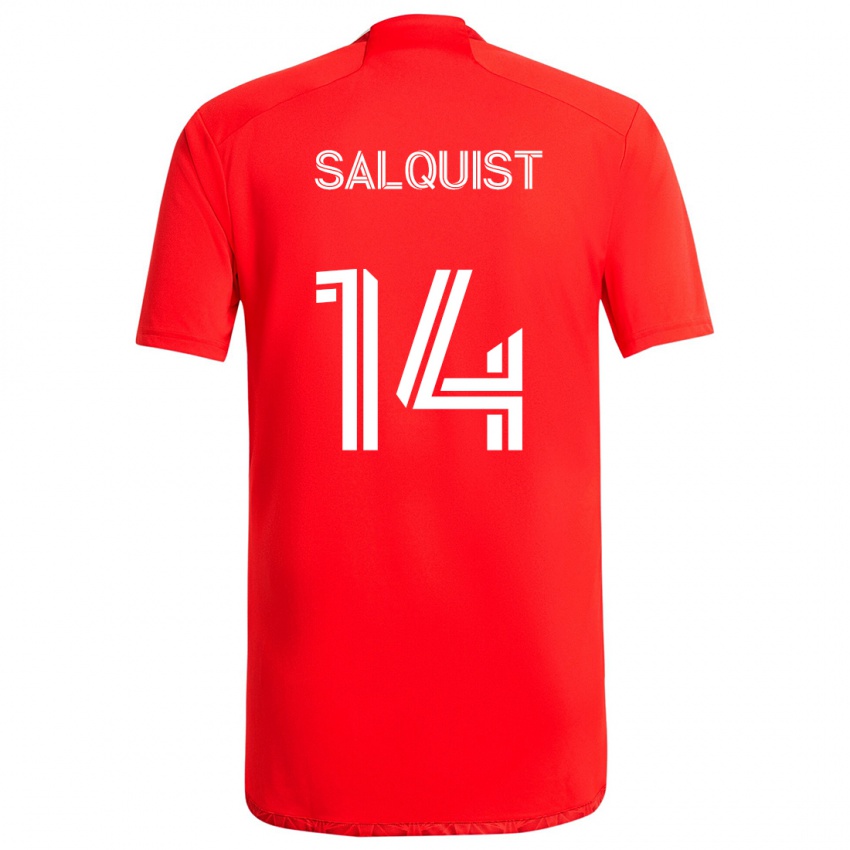 Niño Camiseta Tobias Salquist #14 Rojo Blanco 1ª Equipación 2024/25 La Camisa