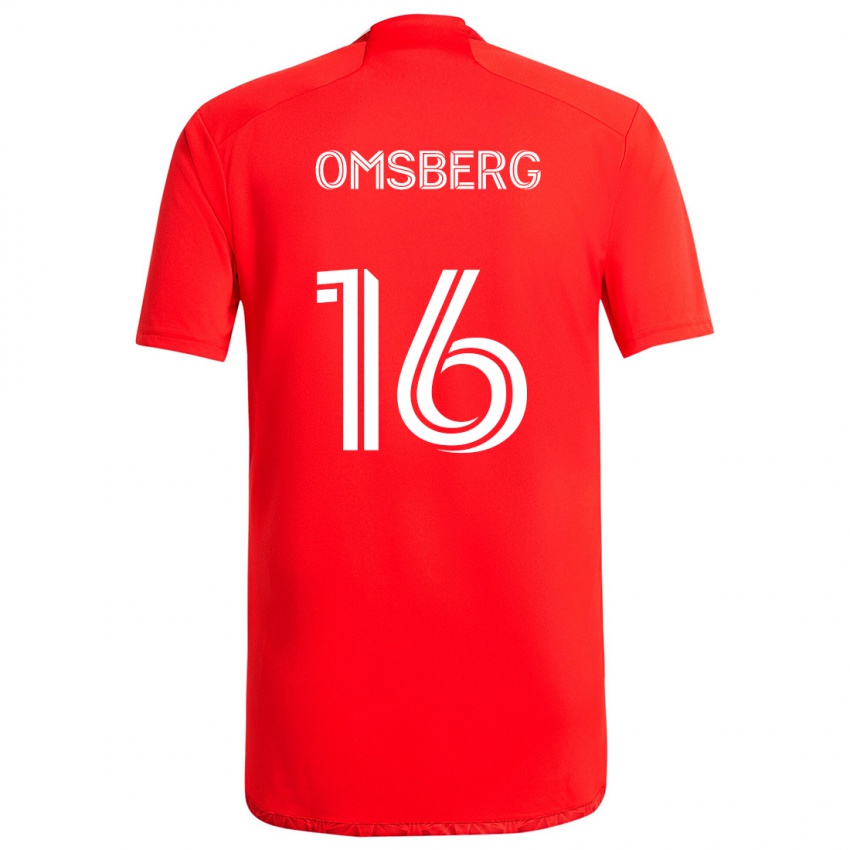 Niño Camiseta Wyatt Omsberg #16 Rojo Blanco 1ª Equipación 2024/25 La Camisa