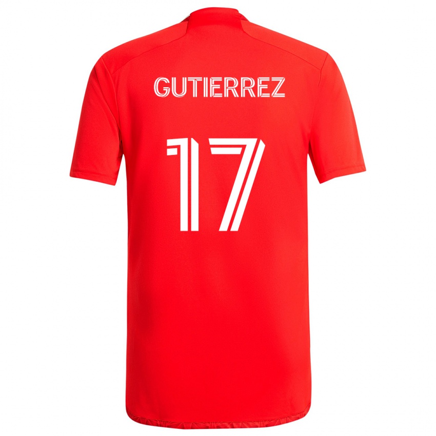 Niño Camiseta Brian Gutiérrez #17 Rojo Blanco 1ª Equipación 2024/25 La Camisa