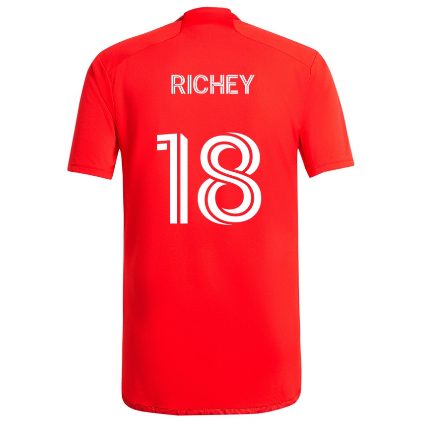 Niño Camiseta Spencer Richey #18 Rojo Blanco 1ª Equipación 2024/25 La Camisa