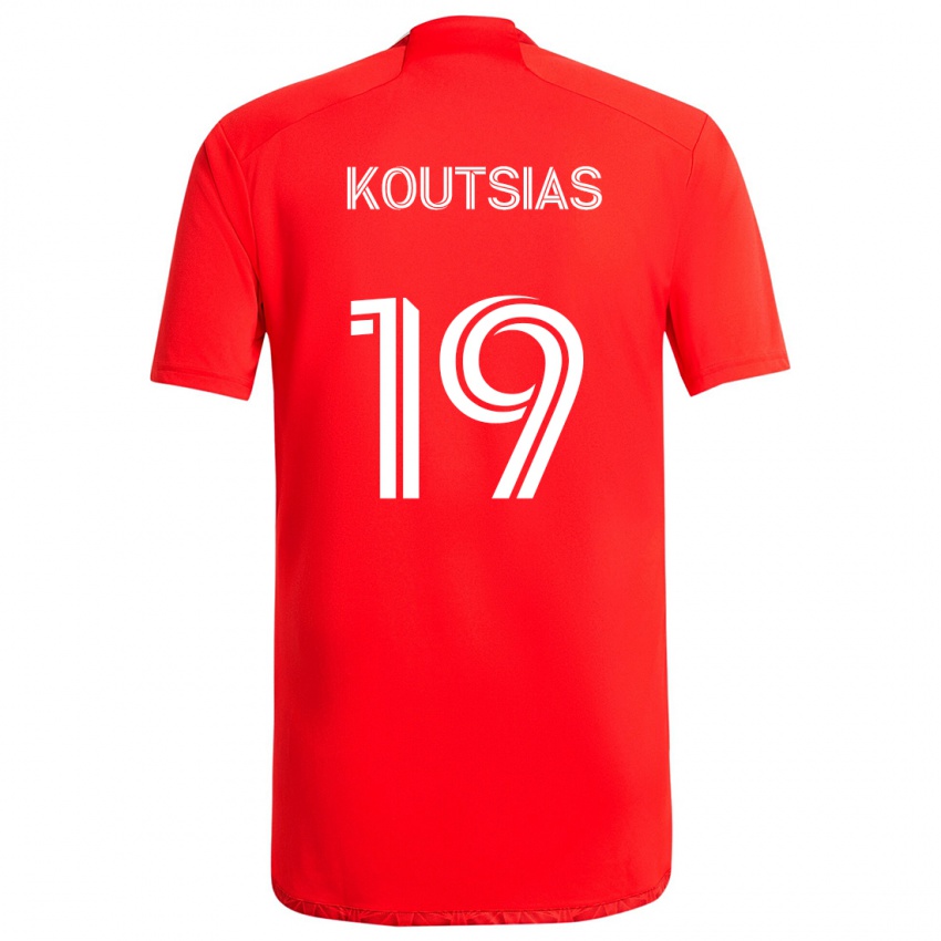 Niño Camiseta Georgios Koutsias #19 Rojo Blanco 1ª Equipación 2024/25 La Camisa