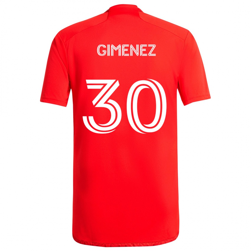 Niño Camiseta Gastón Giménez #30 Rojo Blanco 1ª Equipación 2024/25 La Camisa