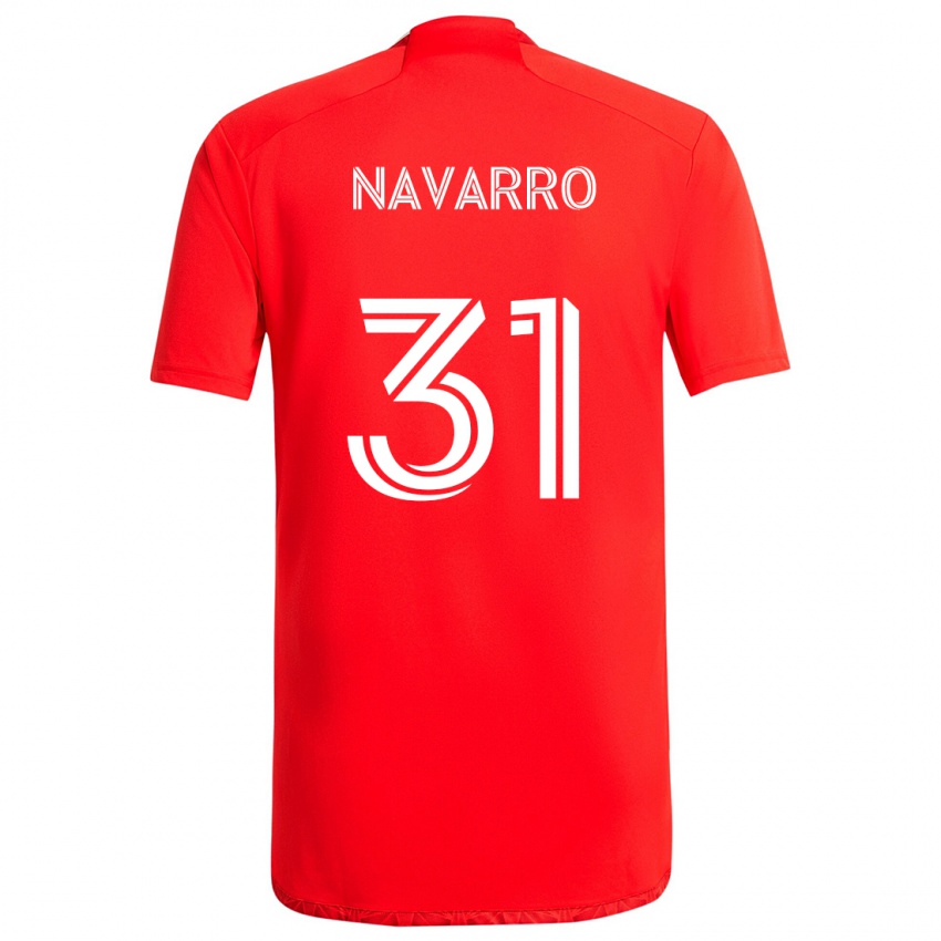 Niño Camiseta Federico Navarro #31 Rojo Blanco 1ª Equipación 2024/25 La Camisa