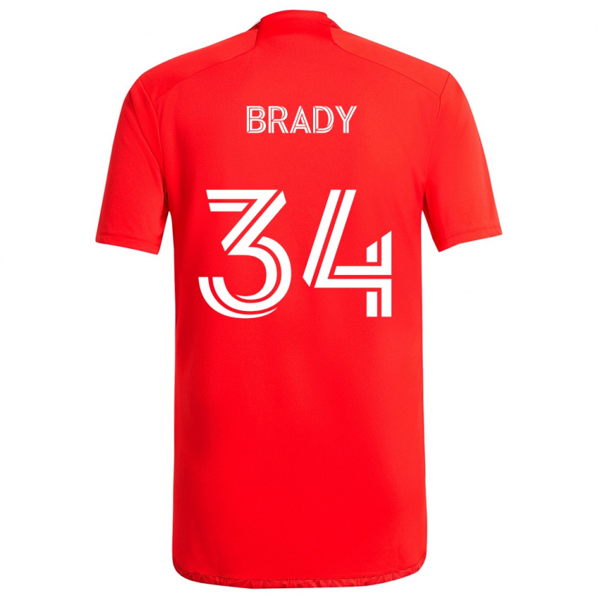 Niño Camiseta Chris Brady #34 Rojo Blanco 1ª Equipación 2024/25 La Camisa