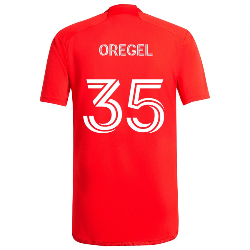 Niño Camiseta Sergio Oregel #35 Rojo Blanco 1ª Equipación 2024/25 La Camisa