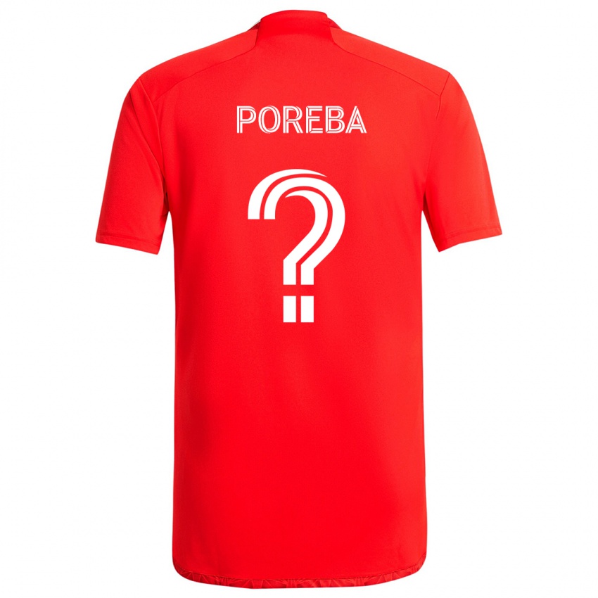 Niño Camiseta David Poreba #0 Rojo Blanco 1ª Equipación 2024/25 La Camisa