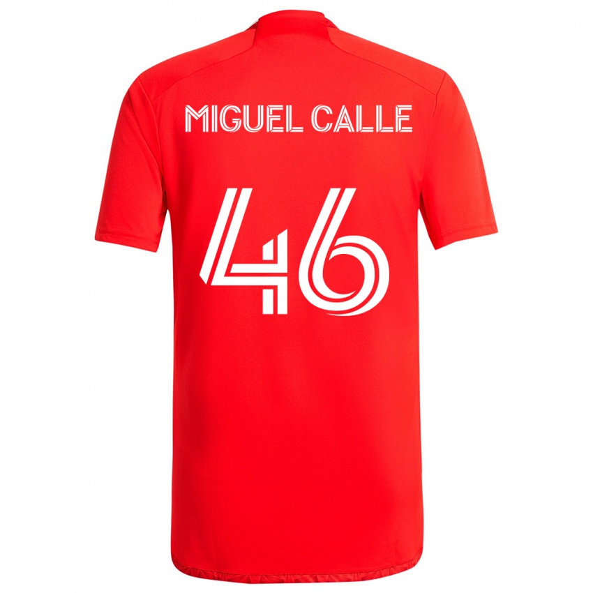 Niño Camiseta Juan Miguel Calle #46 Rojo Blanco 1ª Equipación 2024/25 La Camisa