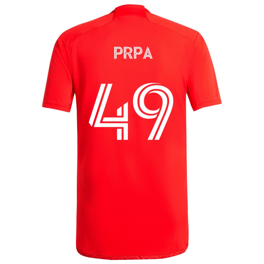 Niño Camiseta Luka Prpa #49 Rojo Blanco 1ª Equipación 2024/25 La Camisa