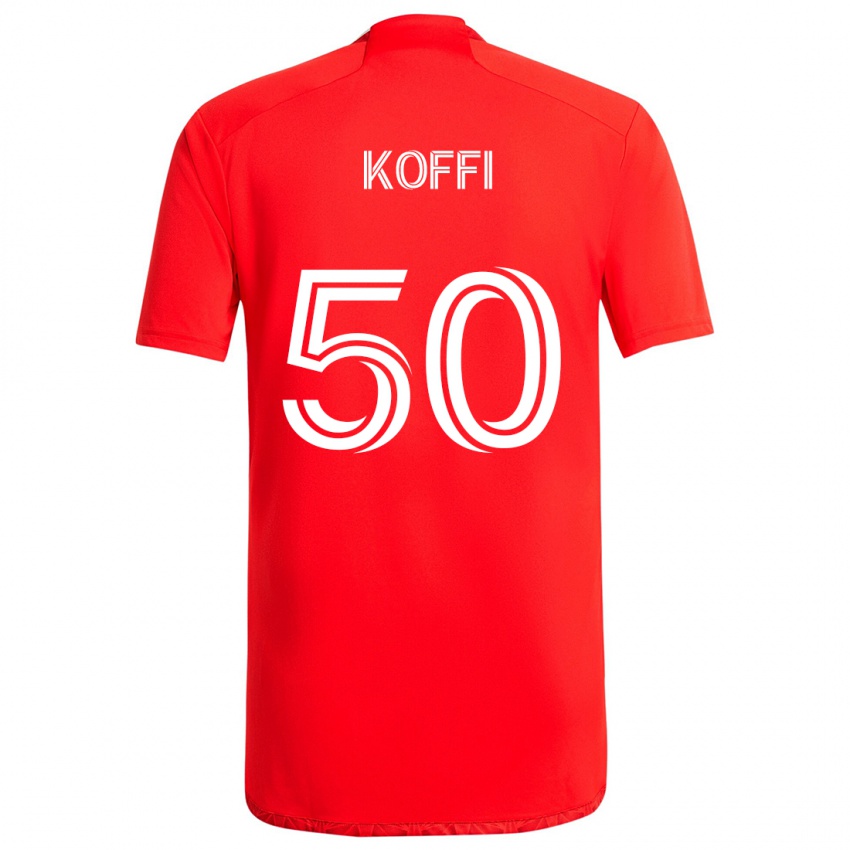 Niño Camiseta Christian Koffi #50 Rojo Blanco 1ª Equipación 2024/25 La Camisa