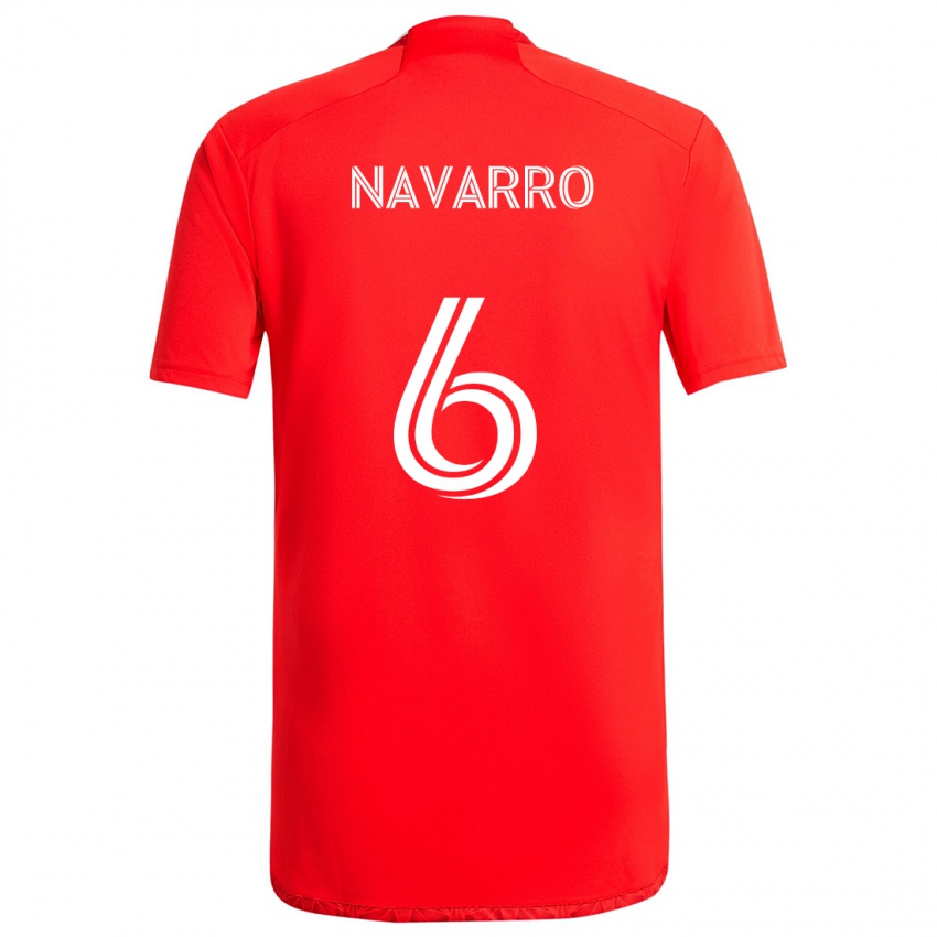 Niño Camiseta Miguel Navarro #6 Rojo Blanco 1ª Equipación 2024/25 La Camisa