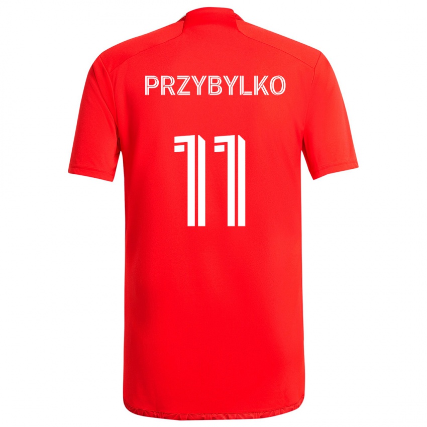 Niño Camiseta Kacper Przybylko #11 Rojo Blanco 1ª Equipación 2024/25 La Camisa