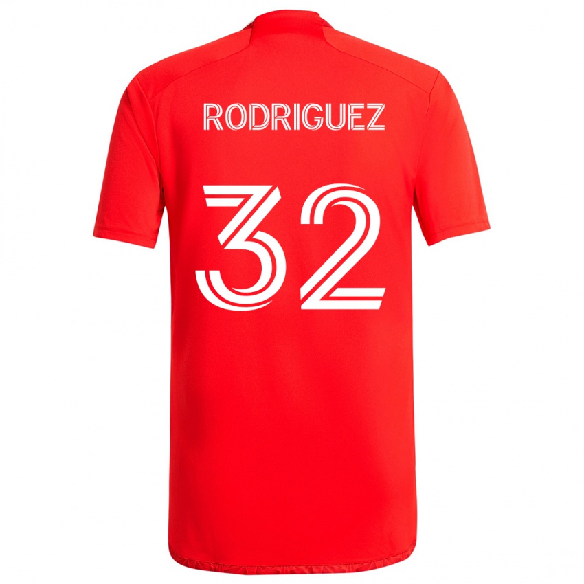 Niño Camiseta Missael Rodríguez #32 Rojo Blanco 1ª Equipación 2024/25 La Camisa