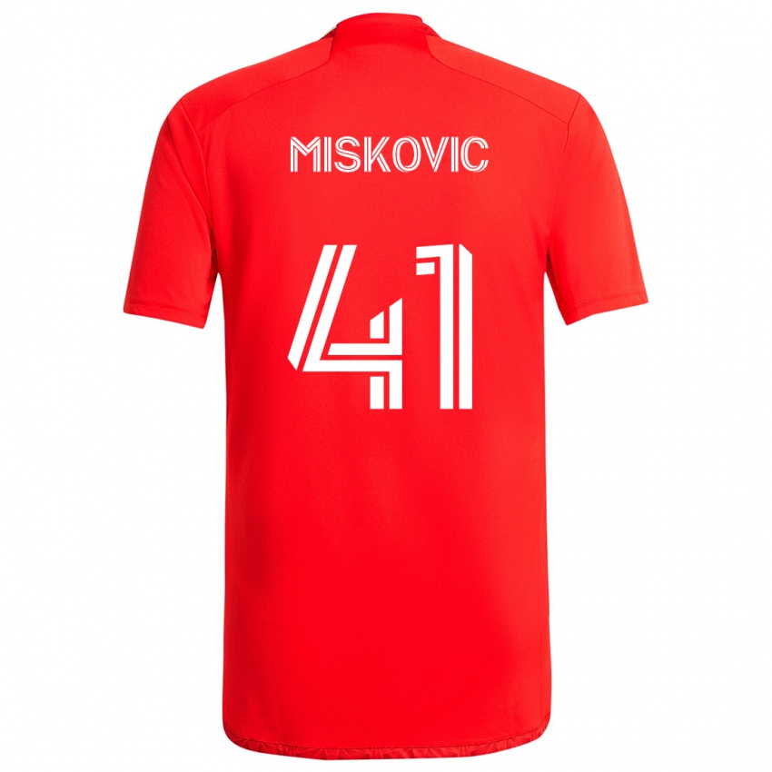 Niño Camiseta Mihajlo Miskovic #41 Rojo Blanco 1ª Equipación 2024/25 La Camisa